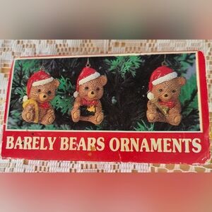 Holiday Bears Ornament Set - Red and Brown